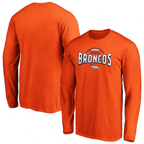 Men's Denver Broncos Orange Clamp Down Long Sleeve T-Shirt